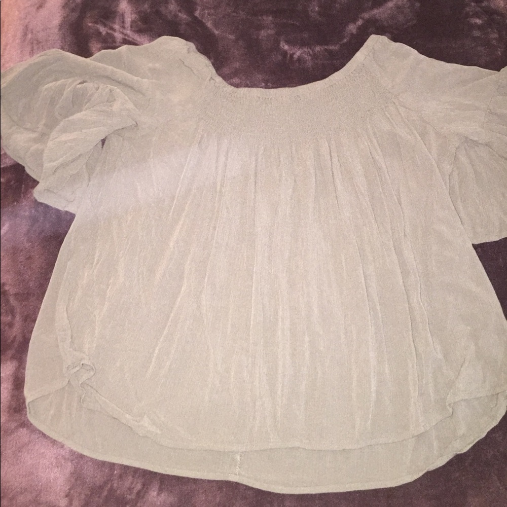 Off Shoulder Olive Green Top